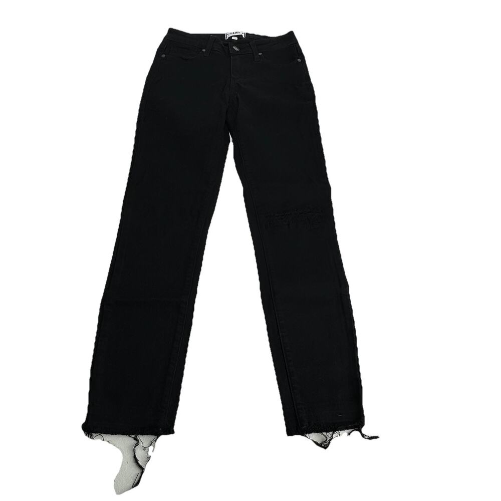 PAIGE Black Verdugo Crop Distressed Ankle Skinny Denim Jeans Size 25